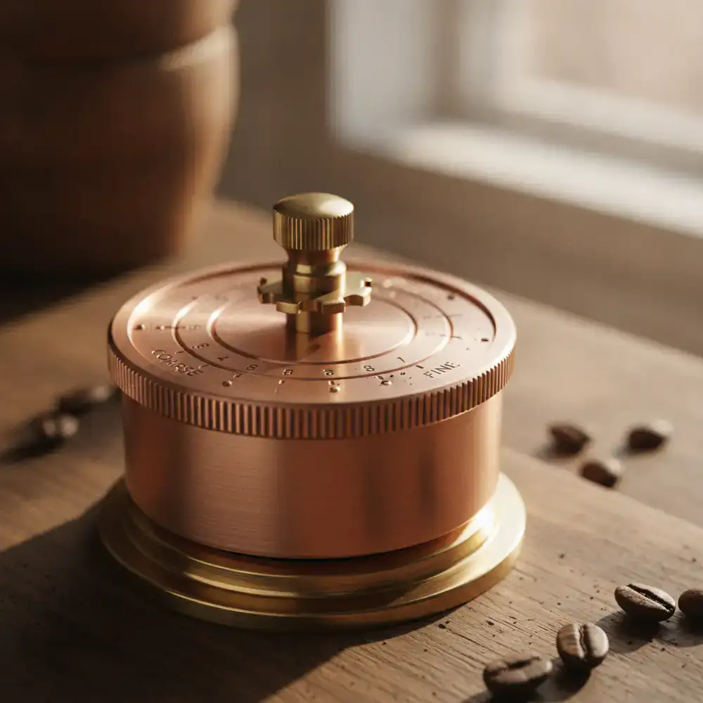 Close up of coffee grinder dial